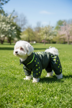 Regenoverall f&uuml;r kleine Hunderassen, dunkeloliv &ndash; Gr&ouml;&szlig;en XS&ndash;3L &ndash; f&uuml;r Malteser, Pudel, Zwergpinscher, Zwergschnauzer | Dog's Happiness 0116-01/44/55 фото