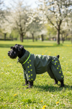 Regenoverall f&uuml;r kleine Hunderassen, dunkeloliv &ndash; Gr&ouml;&szlig;en XS&ndash;3L &ndash; f&uuml;r Malteser, Pudel, Zwergpinscher, Zwergschnauzer | Dog's Happiness 0116-01/44/55 фото