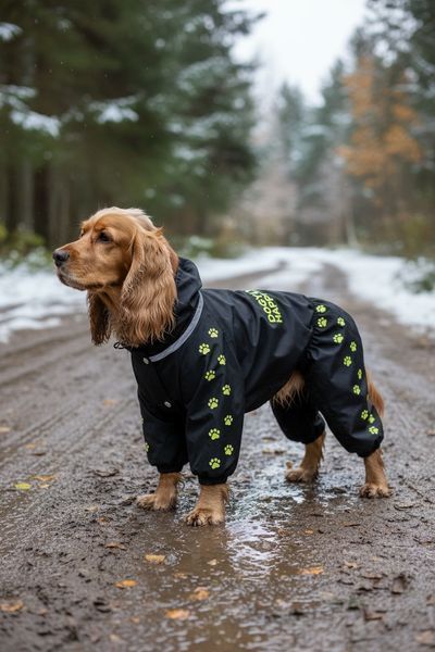 Transitionnal jumpsuit for medium breeds, Black, 3L 46-48cm, Spaniel, Men