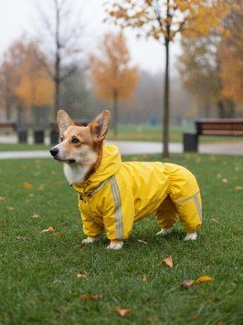 Raincoat jumpsuit for medium breeds, Yellow, 2L 43-45cm, Corgi, Women